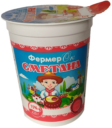 Сметана 15% жиру 420 г ТМ ФермерОк